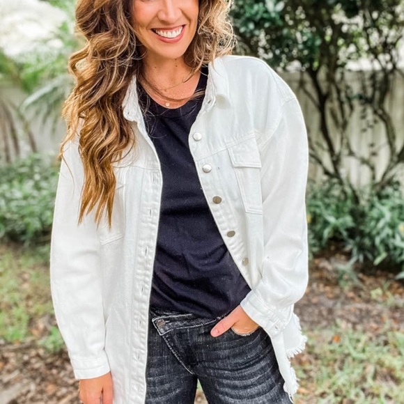 white jacket jean oversized women jacket - Picture 1 of 10